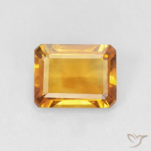 1.23ct 天然 Medium Light Orange-Gold シトリン, エメラルドカット, VVS-VS
