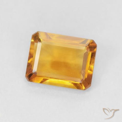 1.23カラットの天然Medium Light Orange-Goldシトリン、八角形 / エメラルドカット、VVS-VS