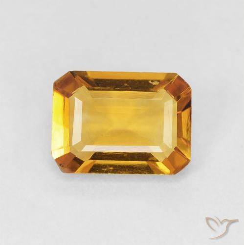 1.23ct 天然 Medium Light Orange-Gold シトリン, エメラルドカット, VVS-VS