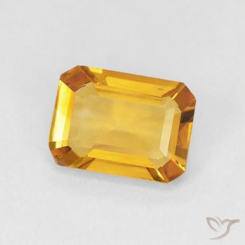 1.23カラットの天然Medium Light Orange-Goldシトリン、八角形 / エメラルドカット、VVS-VS