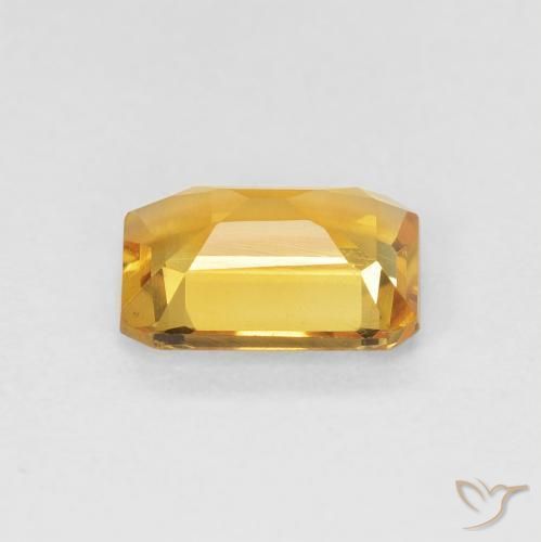 1.23カラットの天然Medium Light Orange-Goldシトリン、八角形 / エメラルドカット、VVS-VS