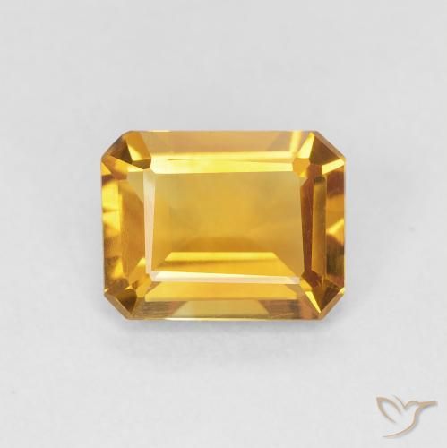 1.29ct 天然 Medium Light Orange-Gold シトリン, エメラルドカット, VVS-VS