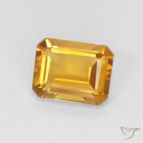 1.29カラットの天然Medium Light Orange-Goldシトリン、八角形 / エメラルドカット、VVS-VS
