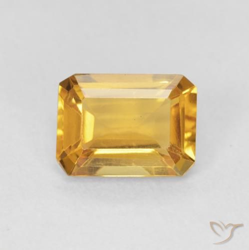 1.37ct 天然 オレンジゴールド シトリン, エメラルドカット, VVS-VS
