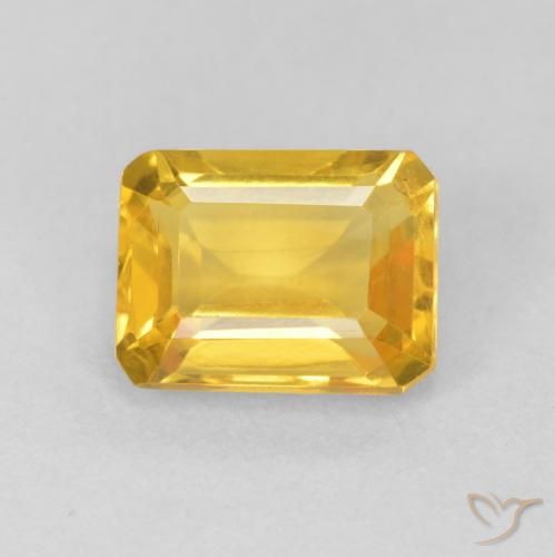 1.67ct 天然 ミディアムゴールデン シトリン, エメラルドカット, VVS-VS