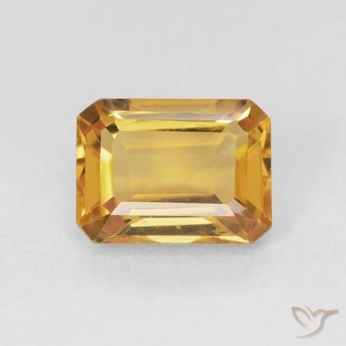 1.56ct 天然 ゴールド シトリン, エメラルドカット, VVS