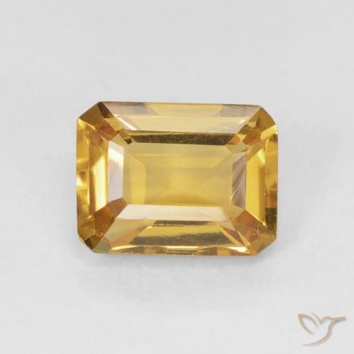 1.57ct 天然 ゴールド シトリン, エメラルドカット, VS