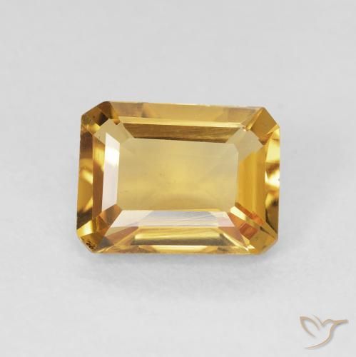 1.42ct 天然 ゴールド シトリン, エメラルドカット, VS