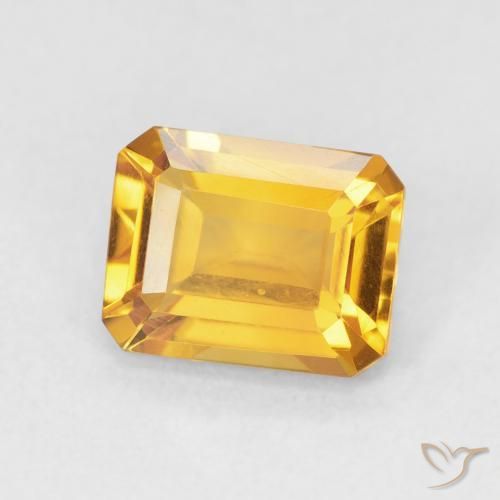 1.65カラットの天然Medium Light-Goldenシトリン、八角形 / エメラルドカット、VVS