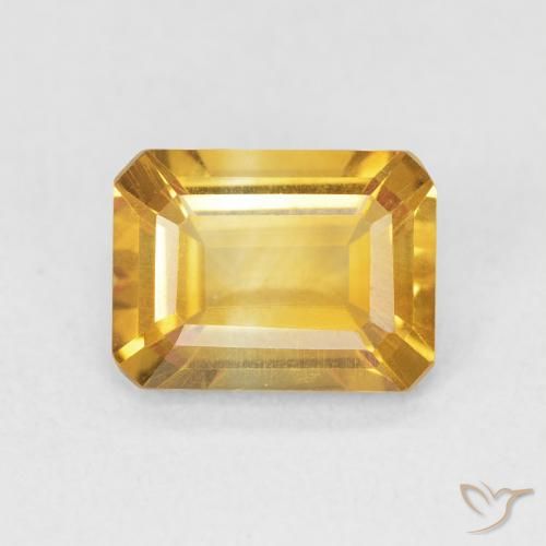 1.43ct 天然 ミディアムゴールデン シトリン, エメラルドカット, VVS