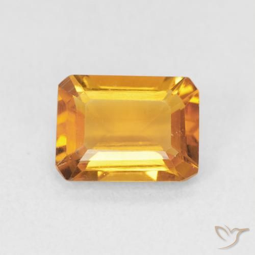 1.26ct 天然 ミディアムゴールデン シトリン, エメラルドカット, VVS