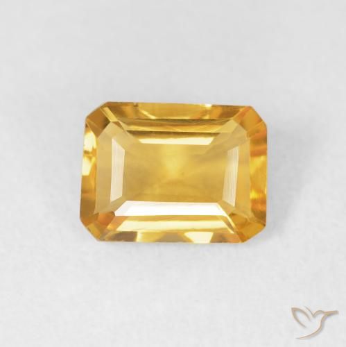 1.18ct 天然 明るいゴールド シトリン, エメラルドカット, VVS