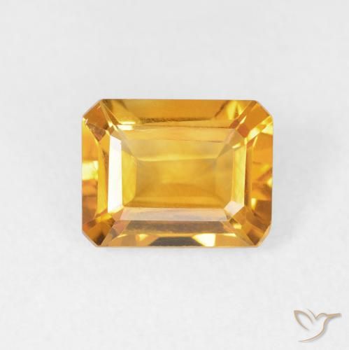 1.49ct 天然 オレンジゴールド シトリン, エメラルドカット, VVS-VS