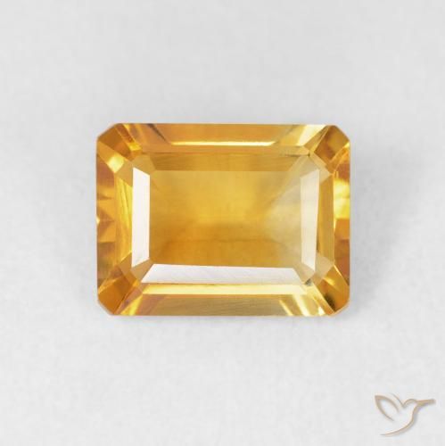 1.51ct 天然 ゴールドオレンジ シトリン, エメラルドカット, VVS-VS