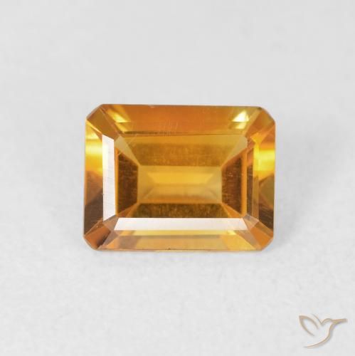 1.23ct 天然 ダークオレンジゴールド シトリン, エメラルドカット, VVS-VS