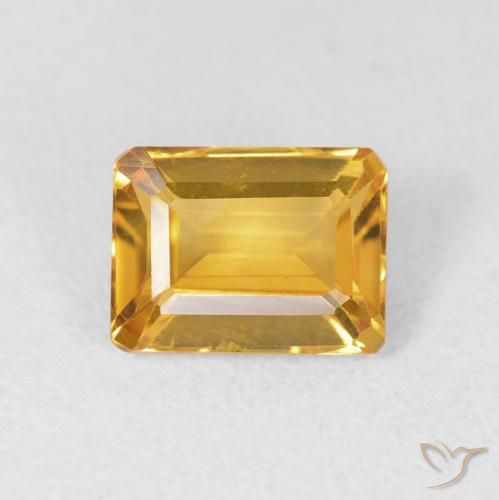 1.58ct 天然 ミディアムゴールデン シトリン, エメラルドカット, VVS-VS