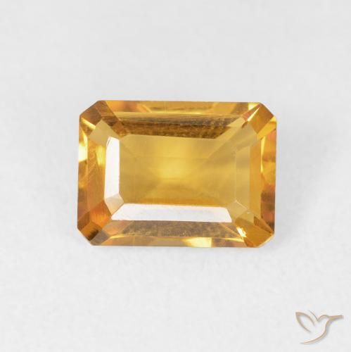 1.40ct 天然 Medium Light Orange-Gold シトリン, エメラルドカット, VVS