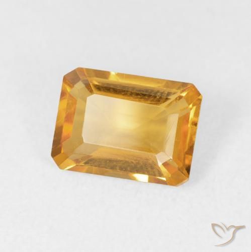 1.40カラットの天然Medium Light Orange-Goldシトリン、八角形 / エメラルドカット、VVS