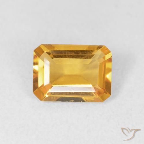 1.15ct 天然 Medium Light Orange-Gold シトリン, エメラルドカット, VVS