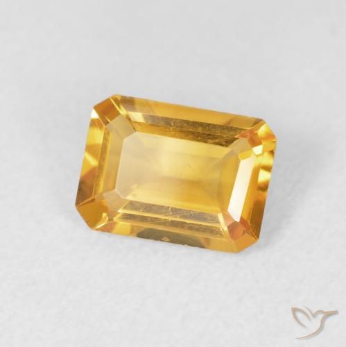 1.15カラットの天然Medium Light Orange-Goldシトリン、八角形 / エメラルドカット、VVS
