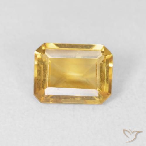 1.25ct 天然 ミディアムゴールド シトリン, エメラルドカット, VVS