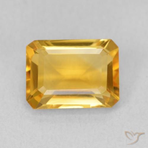 1.54ct 天然 Medium Light Orange-Gold シトリン, エメラルドカット, VVS