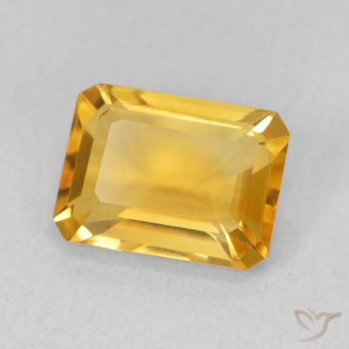 1.54カラットの天然Medium Light Orange-Goldシトリン、八角形 / エメラルドカット、VVS