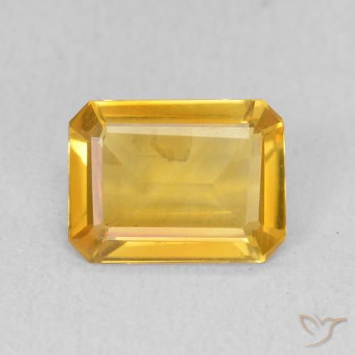 1.09ct 天然 ミディアムゴールデン シトリン, エメラルドカット, VVS