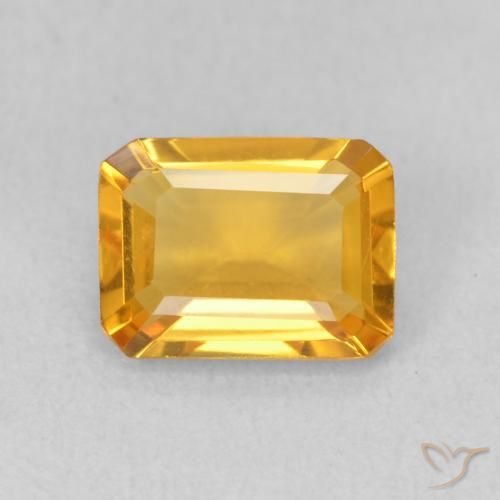 1.21ct 天然 Medium Light Orange-Gold シトリン, エメラルドカット, VVS