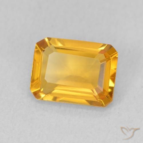 1.21カラットの天然Medium Light Orange-Goldシトリン、八角形 / エメラルドカット、VVS