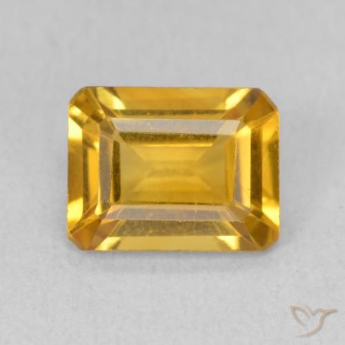 1.38ct 天然 濃いゴールデンオレンジ シトリン, エメラルドカット, VVS-VS