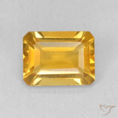 1.36ct 天然 ゴールドオレンジ シトリン, エメラルドカット, VVS-VS
