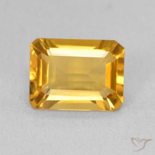 1.41ct 天然 濃いゴールデンオレンジ シトリン, エメラルドカット, VVS
