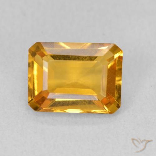 1.42ct 天然 ミディアムオレンジゴールド シトリン, エメラルドカット, VVS
