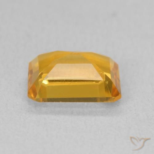 1.42カラットの天然ミディアムオレンジゴールドシトリン、八角形 / エメラルドカット、VVS