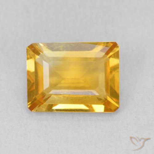 1.35ct 天然 ミディアムゴールデン シトリン, エメラルドカット, VVS