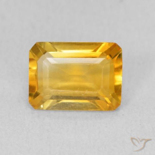 1.26ct 天然 ミディアムゴールデン シトリン, エメラルドカット, VVS