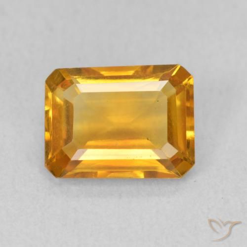 1.34ct 天然 濃いオレンジゴールド シトリン, エメラルドカット, VVS