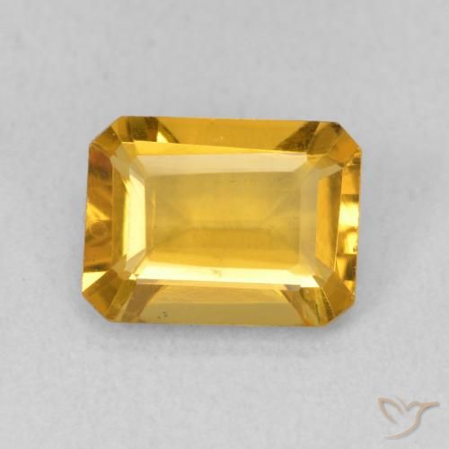 1.35ct 天然 濃いゴールデンオレンジ シトリン, エメラルドカット, VVS-VS