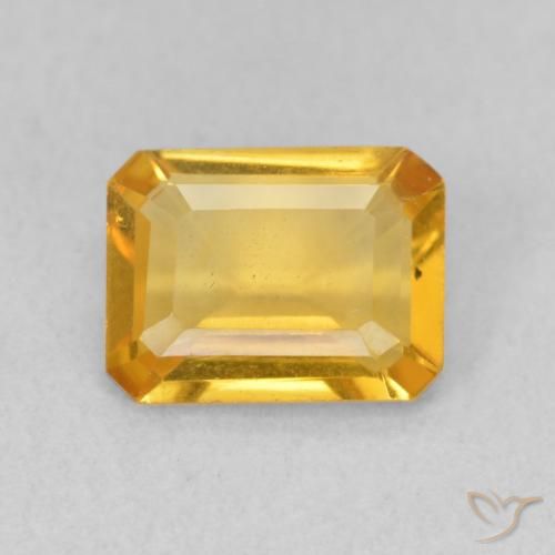 1.24ct 天然 ミディアムゴールデン シトリン, エメラルドカット, VVS-VS