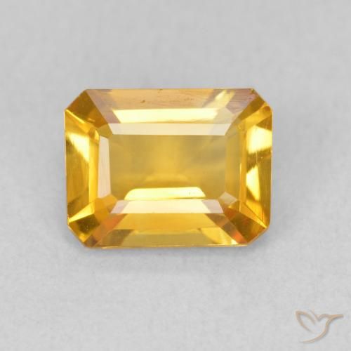 1.29ct 天然 ミディアムゴールデン シトリン, エメラルドカット, VVS-VS