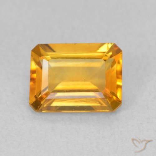 1.42ct 天然 濃いオレンジゴールド シトリン, エメラルドカット, VVS
