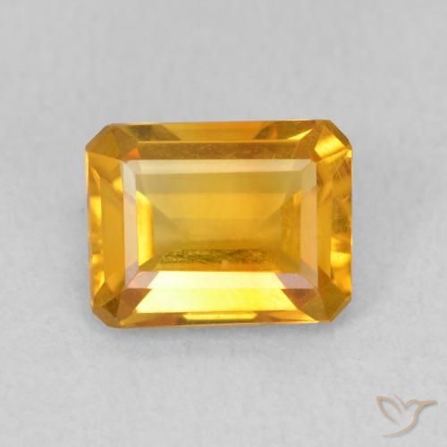 1.34ct 天然 Medium Light Orange-Gold シトリン, エメラルドカット, VVS-VS
