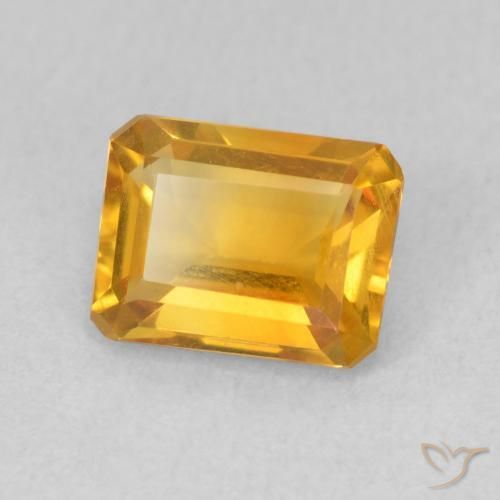 1.34カラットの天然Medium Light Orange-Goldシトリン、八角形 / エメラルドカット、VVS-VS