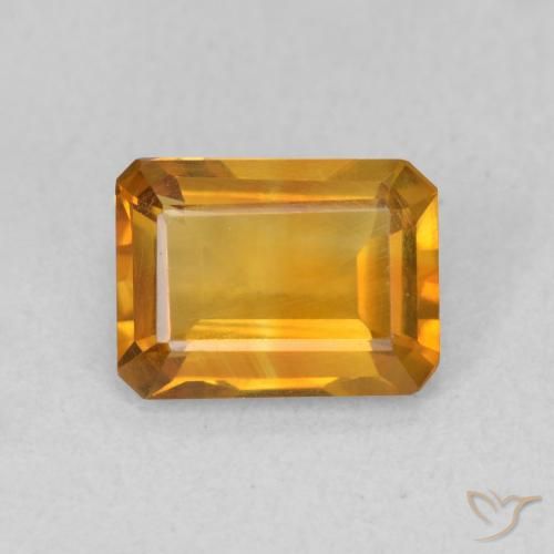 1.12ct 天然 ダークオレンジゴールド シトリン, エメラルドカット, VVS-VS