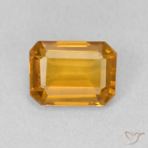 1.21ct 天然 ダークオレンジゴールド シトリン, エメラルドカット, VVS-VS