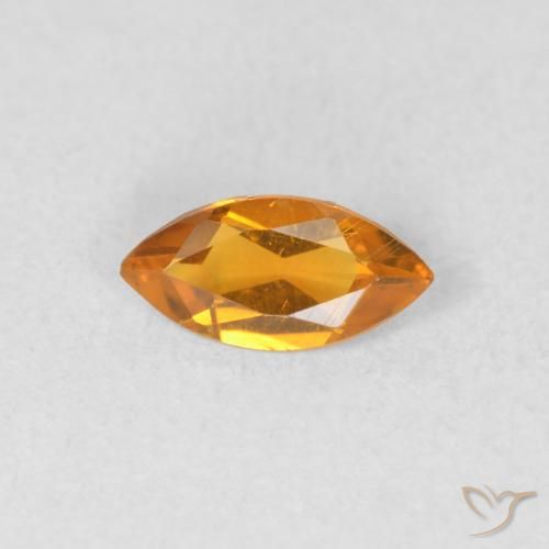0.40ct 天然 アプリコットオレンジ シトリン, マーキーズ, VVS-VS