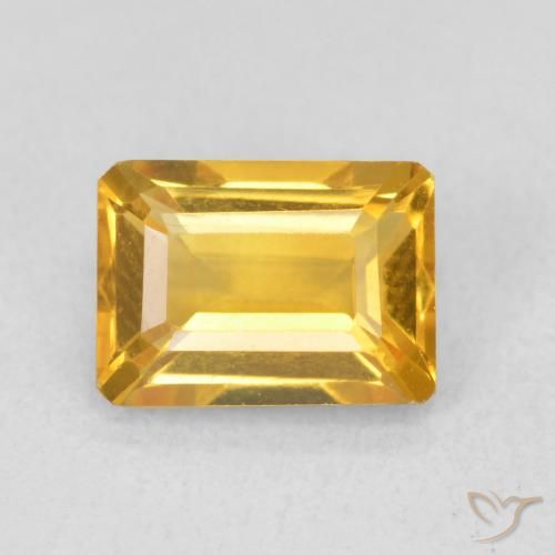 1.45ct 天然 濃いゴールデンオレンジ シトリン, エメラルドカット, VVS