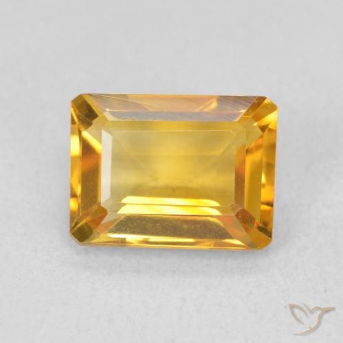 1.39ct 天然 ダークゴールデン シトリン, エメラルドカット, VVS