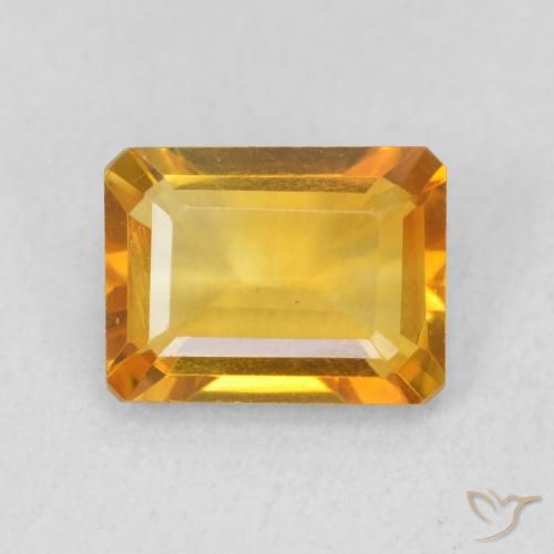 1.41ct 天然 ダークオレンジゴールド シトリン, エメラルドカット, VVS